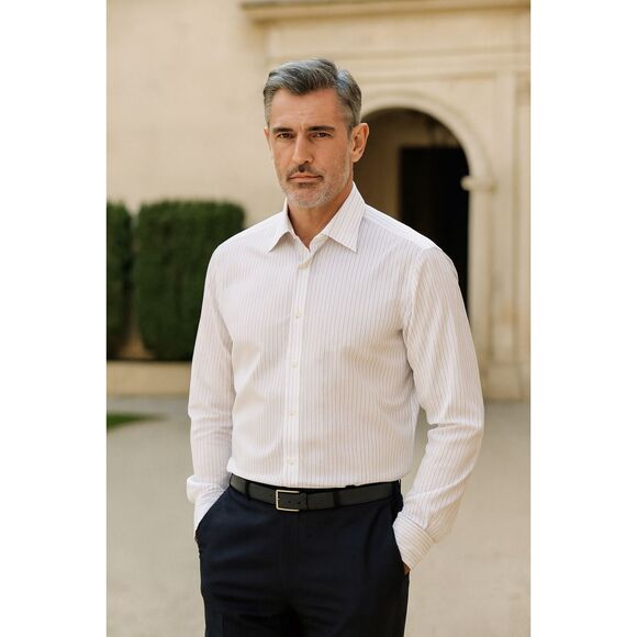 NWT Brioni White Stripe 100% Cotton Button Up Shirt Top Mens Size 42 / 16.5NEW